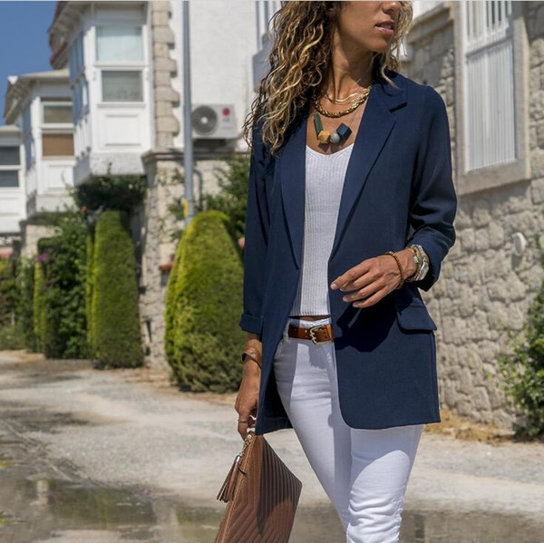 Fashion Autumn Women Suit Casual Solid Long Sleeve Blazers OL Style Slim Office Lady Business Jacket Tops Blazer Mujer