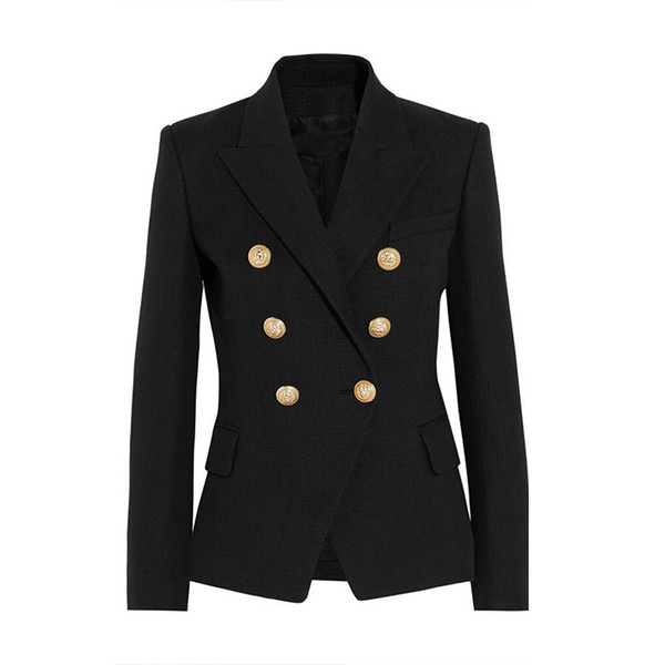 TOP QUALITY New Fashion Designer Blazer Jacket Women's Double Breasted Metal Lion Buttons Blazer Outer size S-XXL