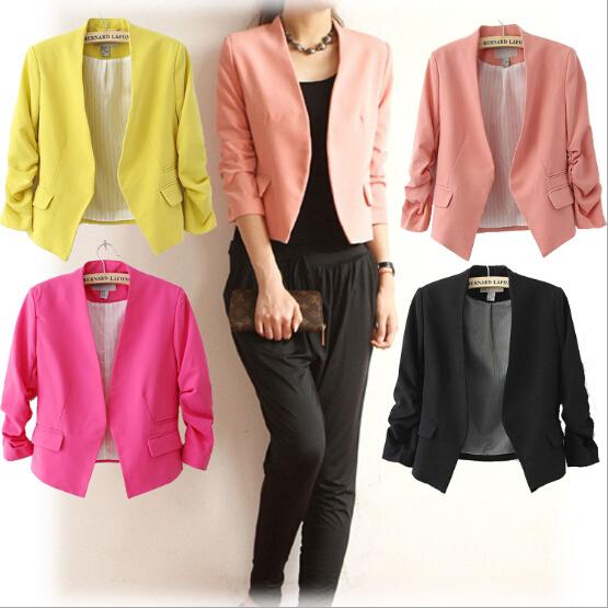 Women Blazer Jacket Spring New Solid Color Suit Jackets Slim-Fit Ladies Office Work Coat Cardigan Outerwear Drop Shipping HOD1001