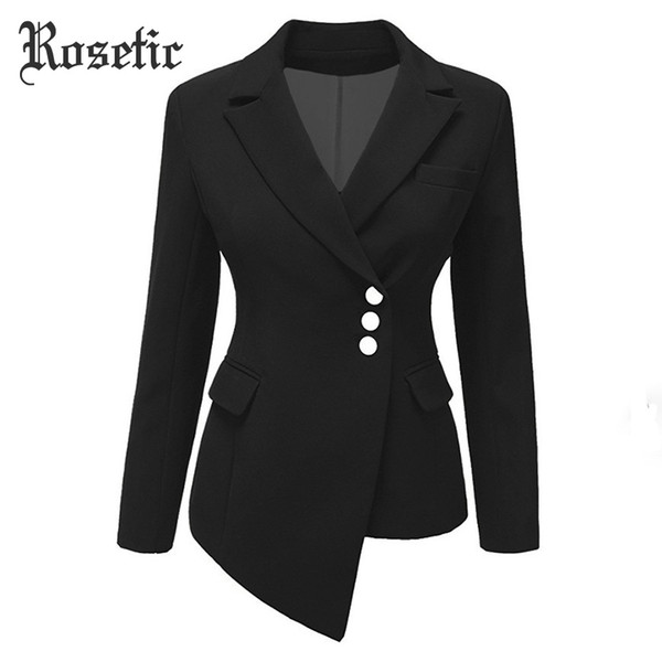 Rosetic Gothic Women Blazer Women Plus Size Black Blazer Mujer Blazers And Jackets 2018 Slim Short Suit Coat