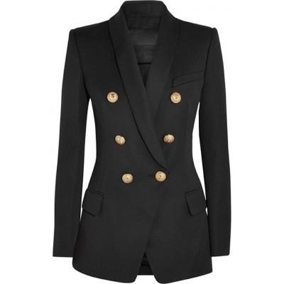 HIGH QUALITY New Fashion 2018 Designer Blazer Jacket Women's Gold Buttons Double Breasted Blazer Outerwear size S-XXXL S18101305