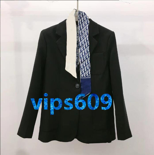 spring and summer new women's jacket tide brand wild loose collar collar lining printed pattern letter scarf suit jacket