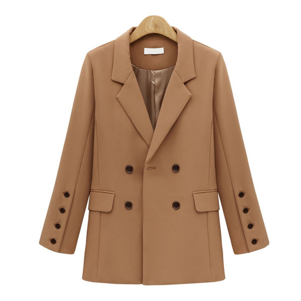 Autumn Winter Suit Blazer Women 2019 New Casual Double Breasted Pocket Jackets Elegant Long Sleeve Blazer Outerwear for Ladies