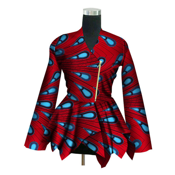 2018 New African Print Wax Coat Dashiki Blazer Plus Size 6xl Africa Style Clothing for Women Crop Top Casual Coat