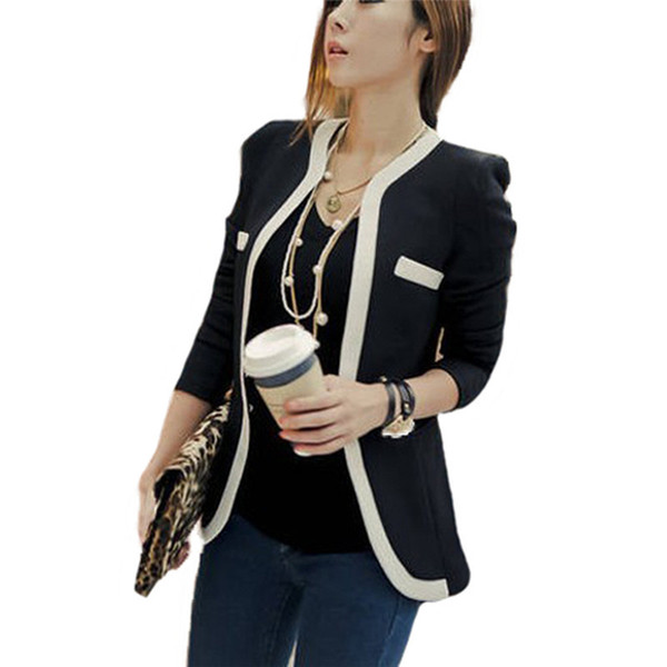 Zanzea 2015 New Fashion Blazer Suit Summer Autumn Women OL Slim Fit V Neck One Button Patchwork Blazer Femininas S-XL FG1511