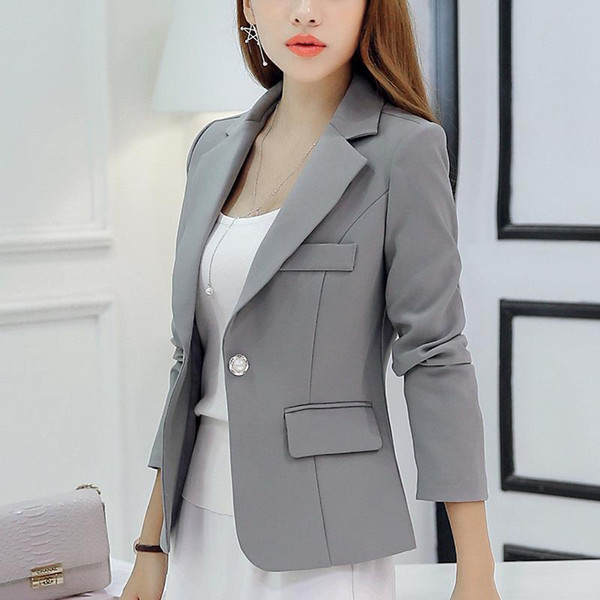 Spring Autumn Women Blazers and Jackets 2017 Apparel for Womens New Fashion Long Sleeve Blue Red Gray Work Solid Party Club Wear