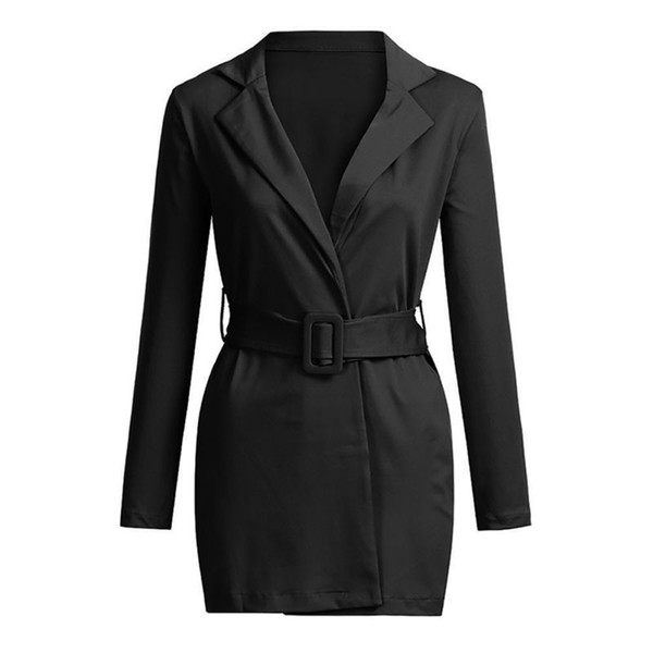 Long Sleeve Blazer Coat Women Fashion Yellow Pink White Black Blazer Female Autumn Winter Tops Casual Long Free Belt