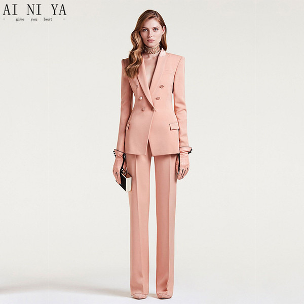 Jacket+Pants Women's Business Suit Female Office Uniform Ladies Formal Trouser Suit Double Breasted Women's Tuxedo Custom