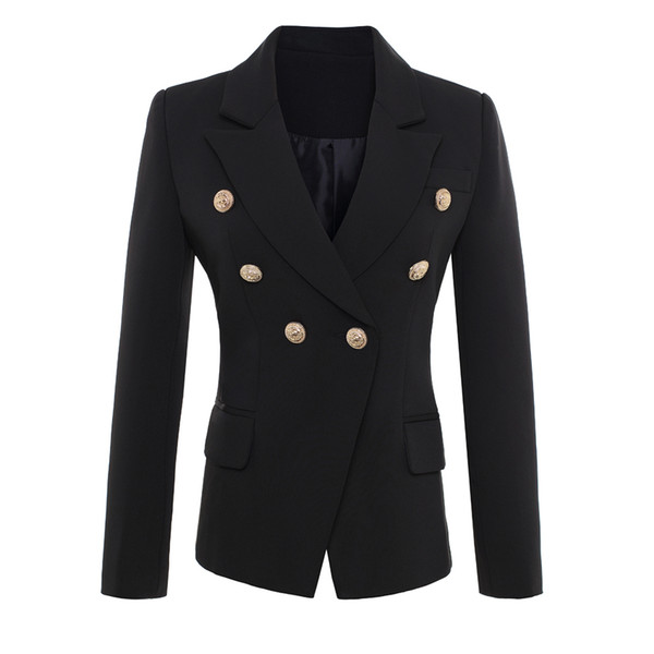 HIGH QUALITY New Fashion 2018 Runway Style Women's Gold Buttons Double Breasted Blazer Outerwear Plus size S-XXXL S18101306