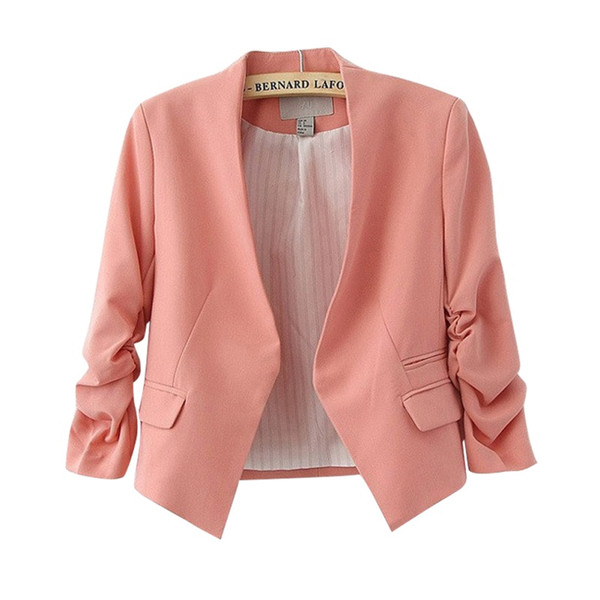 Female Body Puff Sleeves Candy Color V-neck Solid Color Short Suit Fashion Trend Office Ladies Clothing