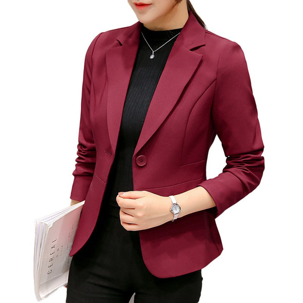 Women's Suits & Blazers Jacket Formal Suits Coat for Business Long Sleeve Fahion Outwear Maroon Female Casual Jackets Elegant 2