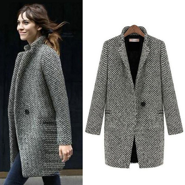 Alabifu Spring Autumn Suit Blazer Women 2019 Formal Woolen Jackets Work Office Lady Long Sleeve Blazer Outerwear Plus Size 7xl