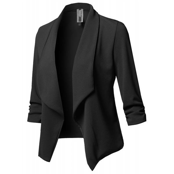 S-5XL Plus Size Suits Autumn Tweed Women Blazers Long Sleeve Coat Fashion Solid Color High Quality Woman Work Blazer Top Black