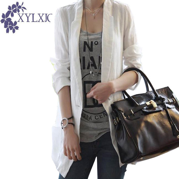 XYLXJQ Linen Suit Jacket Women's Blazer 2018 Spring Korean Long Cotton and Linen Casual Loose Women Blazers and Jackets JB181