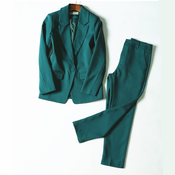 Work Pant Suits OL 2 Piece Set for Women Business interview suit set uniform smil Blazer and Pencil Pant Office Lady suit