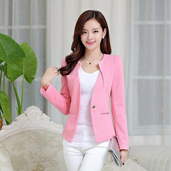 2019 Spring Women Slim Blazer Coat New Fashion Casual Jacket Long Sleeve One Button Suit Ladies Blazers Work Business Suits Wholesale