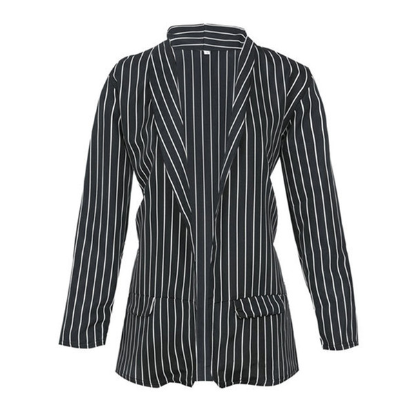 Striped Blazer Long Sleeve Office Small Suit Jacket Front Casual Open