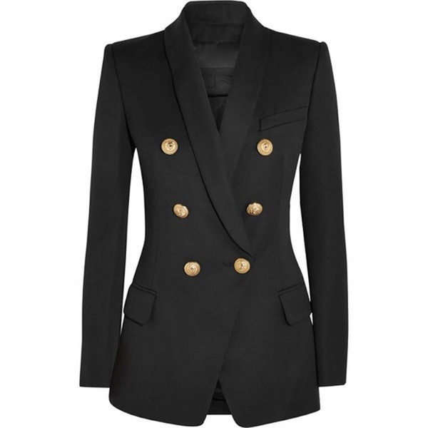 New Women's Jacket Lion Head Metal Buckle Double-breasted Green Fruit Collar Blazer