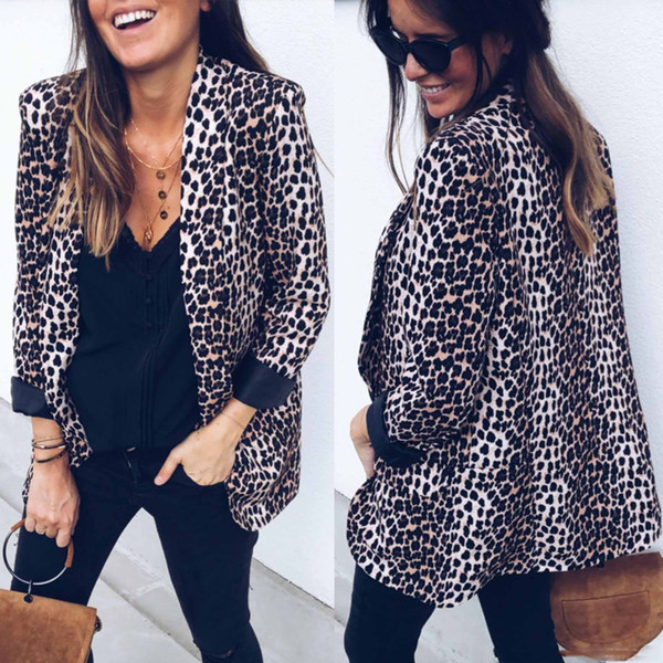 Women Leopard Blazers Spring Autumn OL Fashion Designer Coats Jackets Suits Blazer