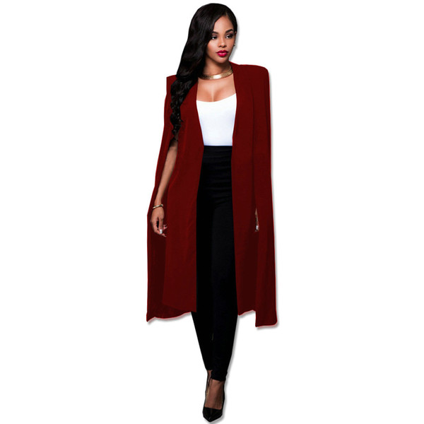 Fashion Cape Coats Long Solid Cloak OL Blazer Jackets The Five Colors Cape Blazers Personality Woman Suit Jackets 2018
