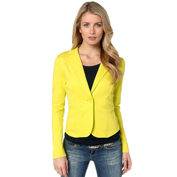 2018 Ladies Yellow Blazer Feminino Formal Jacket Women's White Blaser Rosa Female Blue Women Suit Office Ladies