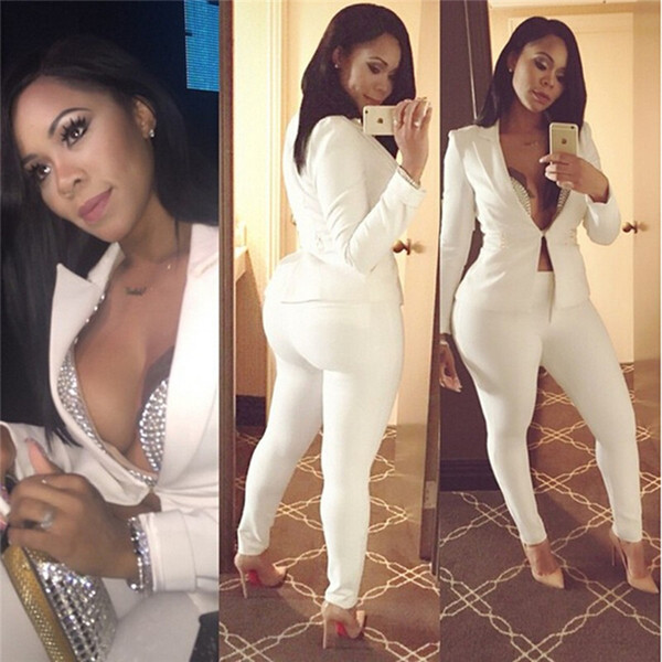 Suit women's clothing han edition spring the new fashion white suit nine minutes of pants two-piece tooling female temperament
