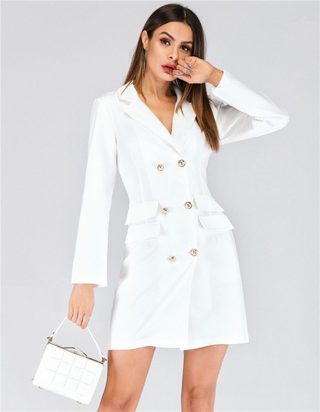 2019 Fashion casual women's blazer and jacket long-sleeved windbreaker double buckle blazer female Slim office ladies blazer