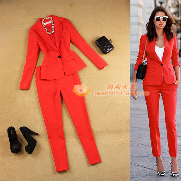 New Fall Fashion Suit Female Career Suit Jacket and Long Sections Temperament Casual Two-piece Pants TideThe Women Trouser Set