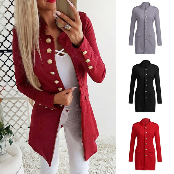 Fashion Suit Jacket Female Spring And Autumn The Self-cultivation In The Long Section Of Autumn Casual Suit Ja