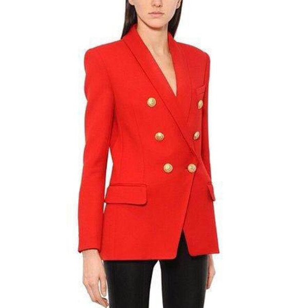 HIGH QUALITY Newest Fashion 2018 Designer Blazer Women's Long Sleeve Double Breasted Metal Buttons Long Blazer Outer Jacket