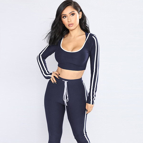 2018 women's tracksuits crop tops two pieces hoodies casual sporting suits tracksuit for women