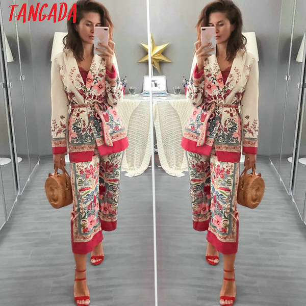 Tangada Women suit blazer floral designer jacket korea fashion 2018 Long sleeve ladies blazer female office coat blaser 3H48