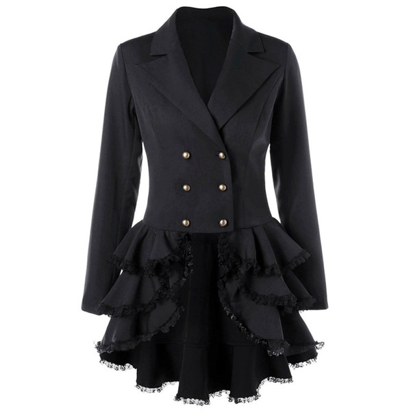 Women Long Sleeve Coat Blazer Suit Tops Slim Lace Flounce Jacket With Buttons veste costume femme chaqueta femenina OL A1