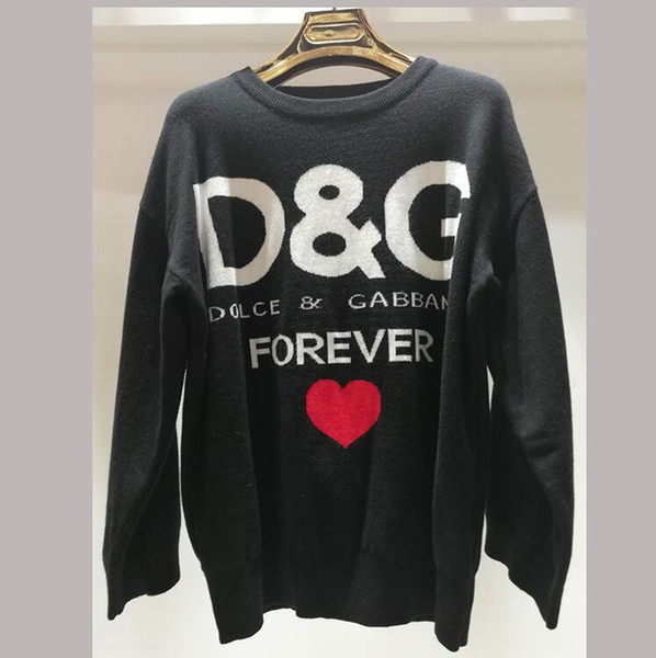 2019 autumn and winter latest DG love jacquard knit women's pullover fashion long-sleeved letter printing couple sweater autumn loose pullov