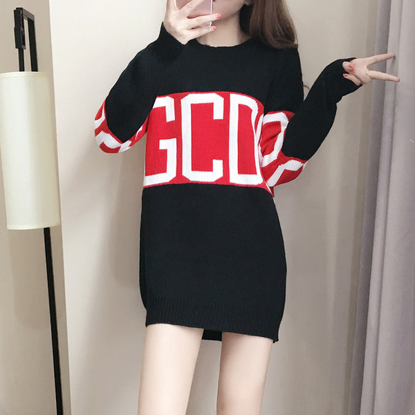 Yang Mi with 2017 spring and autumn in the long sleeve head thickened GCDS letter sweater coat loose woman