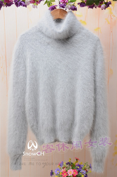 Wholesale- New genuine mink cashmere sweater women 100% cashmere pullover with turtleneck mink jacket free shipping S296