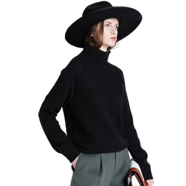 Women Knitted Sweater New Cashmere High Collar Knitwear High Quality Loose Pullover Thicken Warm Ladies Bottoming Sweater Lj212