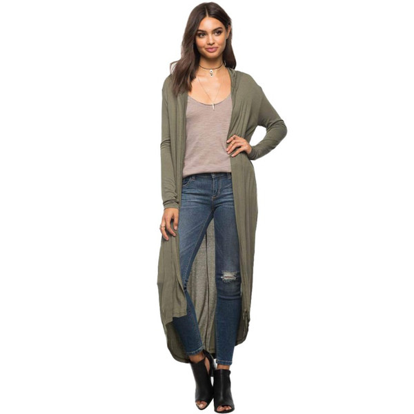 Wholesale- Women's Autumn Long Maxi Cardigan Long Sleeve Loose Knitted Sweater Girls'Outwear