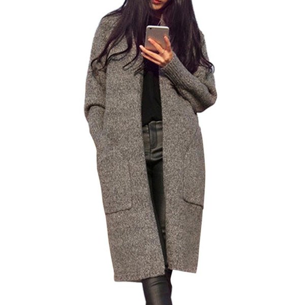 Wholesale- 2016 Women's Clothing Spring Autumn Winter Single Breasted Cashmere Knitted Long Cardigans Sweaters Coat Women