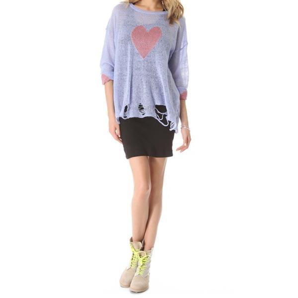 Oversized Distressed Abrasions Frayed Cuffs Sweater Jumper Knitwear