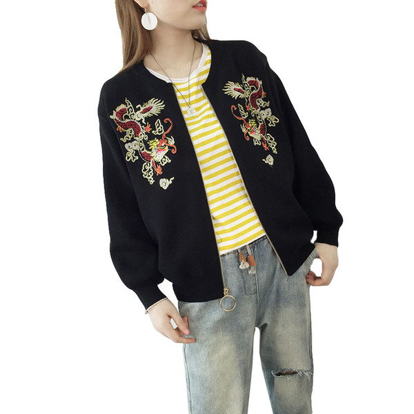 Sweater For Women Fashion Vintage Embroidery Women Cardigan Jacket Spring Female Sweater And Knit Tops 2018 Zipper Jacket