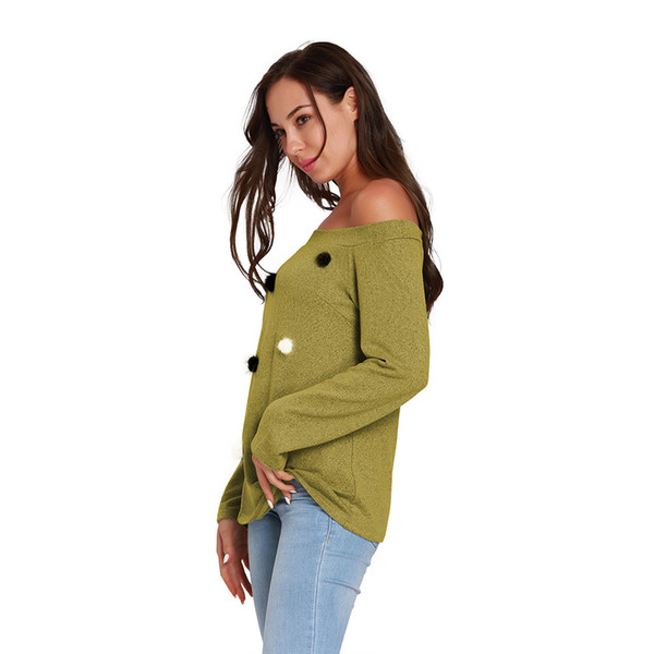 Wholesale Womens Sweater Long Sleeve Women Knitting Loose Sweater Female Pullover Slash Neck Shirt Women Jumpers