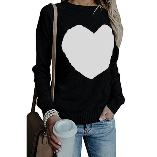 Europe and America hot autumn and winter new women's sweaters plus size love heart sweater 