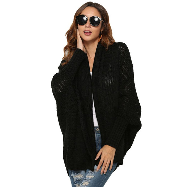 New High Quality Women Spring Autumn Medium-long Women Fashion Solid Long Sleeve Loose Asymmetric Kimono Cardigan Coat Knitted