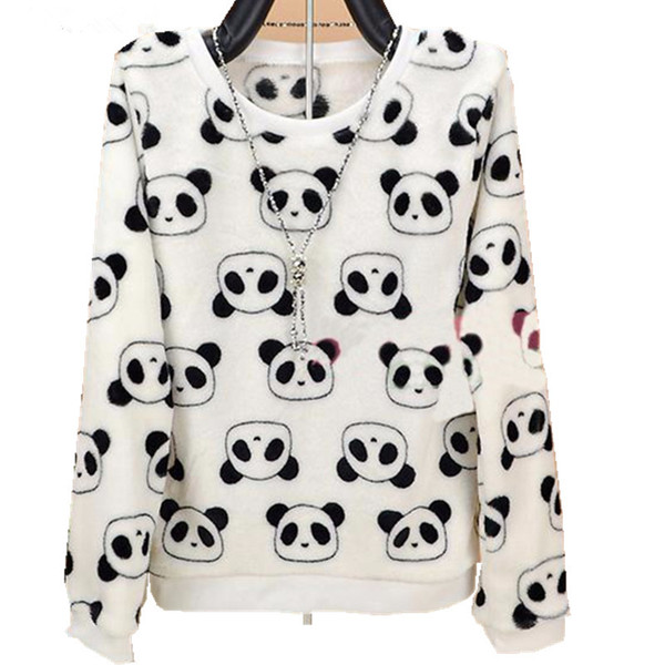 2017 Fashion Harajuku Cute Teddy Bear Panda Women Sweater High Quality Long Sleeves Flannel Pullovers Warm Tops Large Size M-XXL