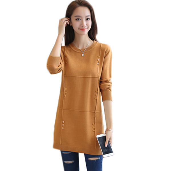 Autumn Winter Women Pullovers Sweater Knitted Elasticity Casual Jumper Fashion Loose O-collar Warm Female Long Sweaters AA213