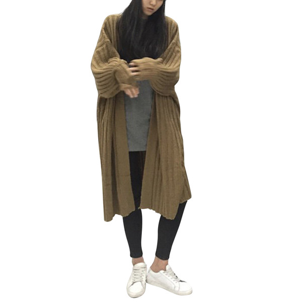 Fashion Women Long Cardigans Thin Sweater Coat Knitted Jacket Outwear Full Sleeve Winter Warm Sweater Coat Plus Size Soft