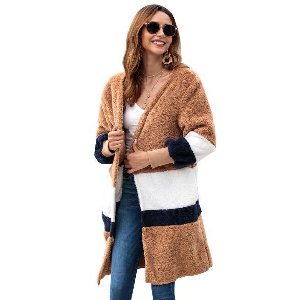 Women's new European and American autumn and winter explosion models loose sweater long cardigan plush coat