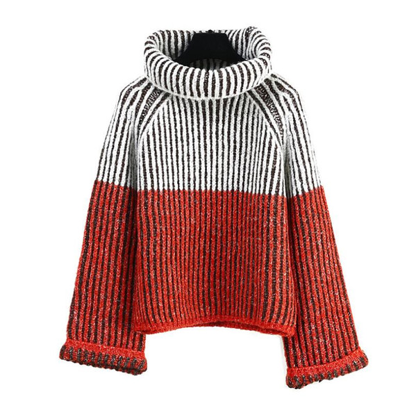 Women's Winter High Collar Warm Pullover Coarse Lines Female New Big Yards Thick Turtleneck Mohair Sweater Coat Female