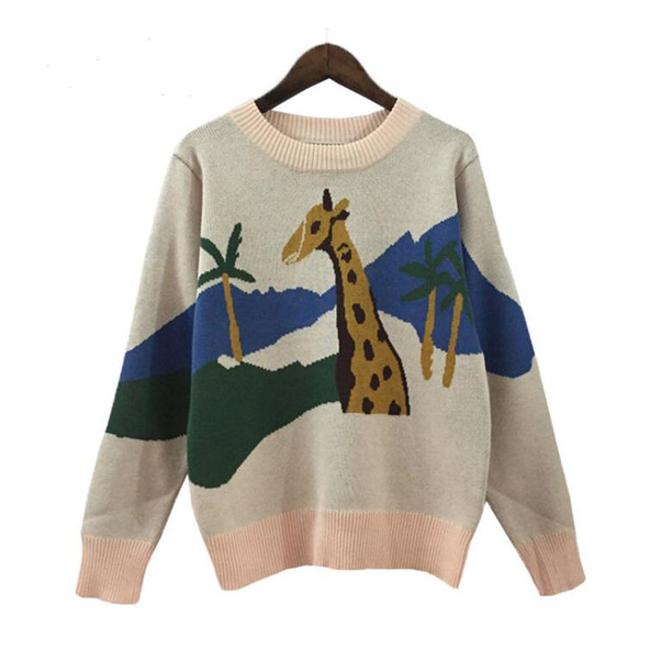 Wholesale Cartoon Women Sweaters 2018 Spring New Fashion Pullovers Long Sleeve Casual Tops